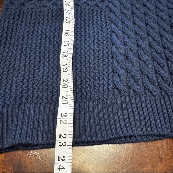 Free Assembly Women’s Mixed Cable Knit Navy Blue Cozy Fisherman Sweater Sz XL - Picture 7 of 8